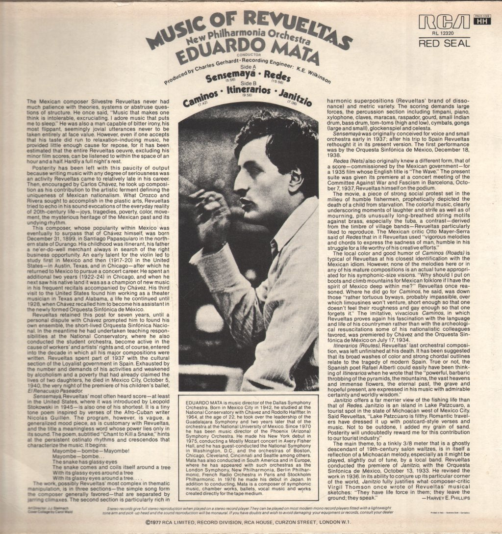 Eduardo Mata And New Philharmonia - Music Of Revueltas - Lp