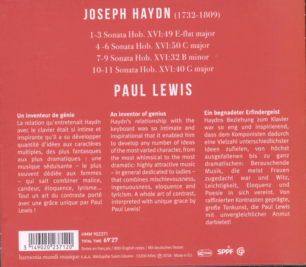 Paul Lewis (classical) - Joseph Haydn: Piano Sonatas Nos. 32, 40, 49, 50 - Cd