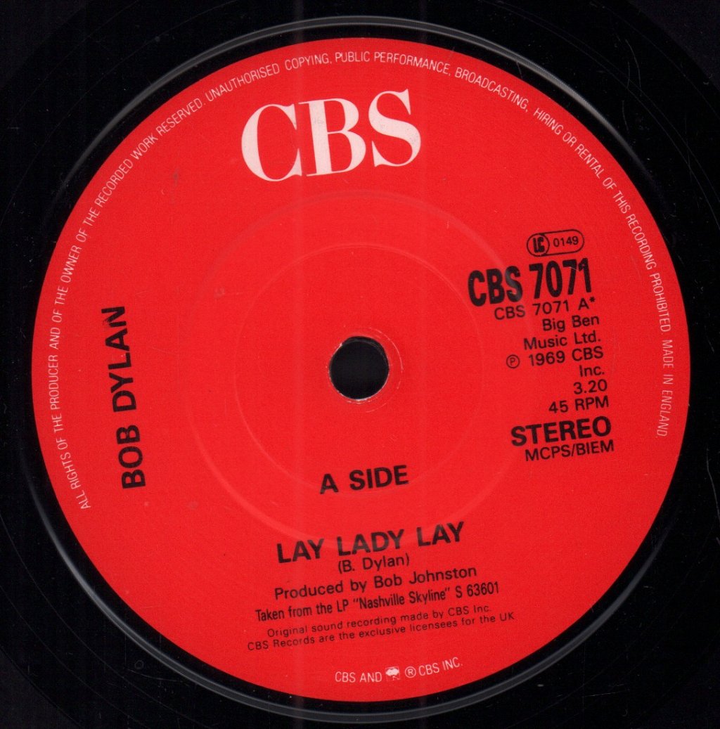 Bob Dylan - Lay Lady Lay / I Threw It All Away - 7 Inch