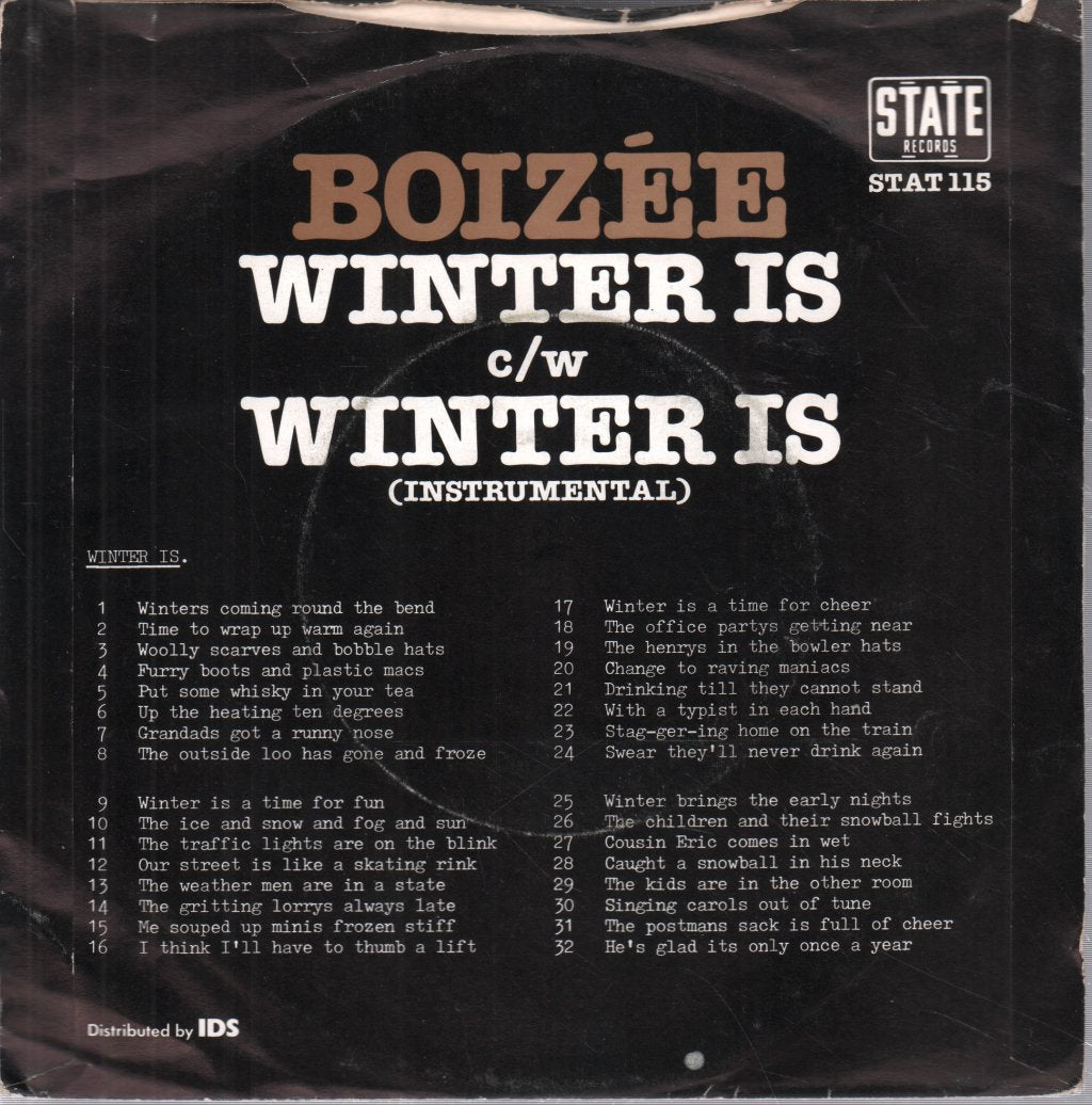 Boizee - Winter Is - 7 Inch