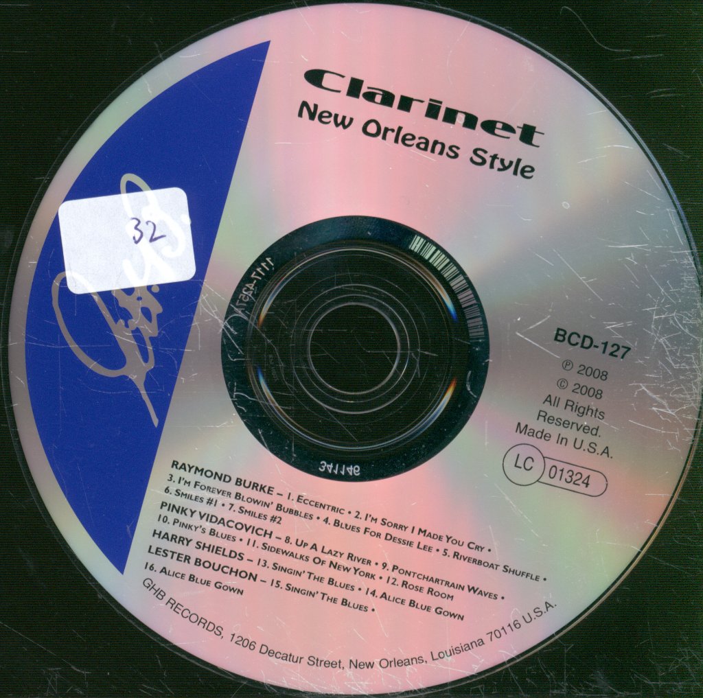 Pinky Vidacovich / Raymond Burke / Harry Shields - Clarinet - New Orleans Style - Cd