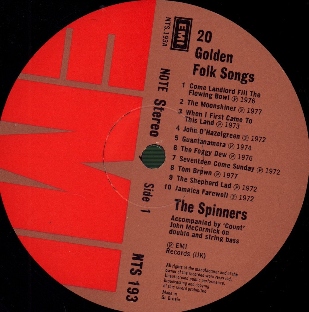 Spinners (Folk Group) - 20 Golden Folk Songs - Lp