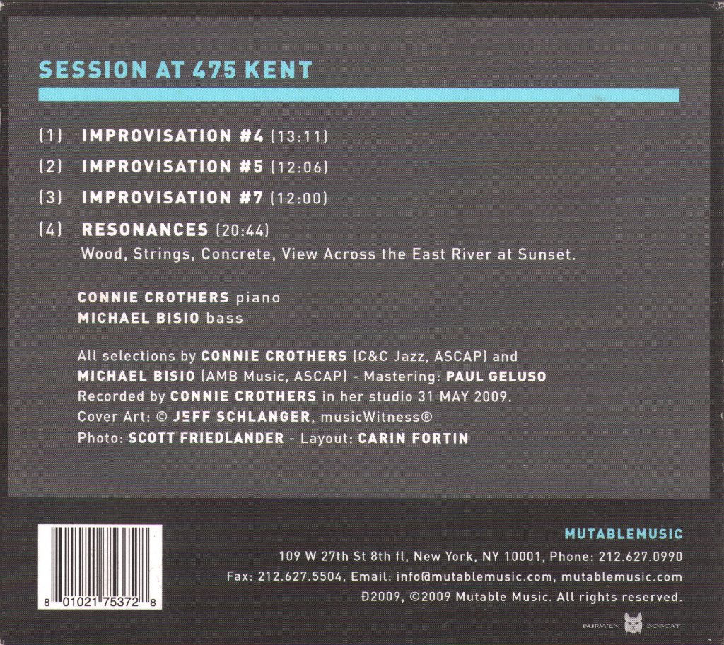 Connie Crothers & Michael Bisio - Session At 475 Kent - Cd