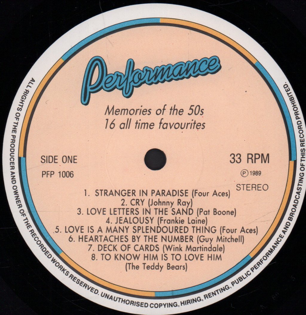 Various Artists - Memories Of The 50'S - Lp