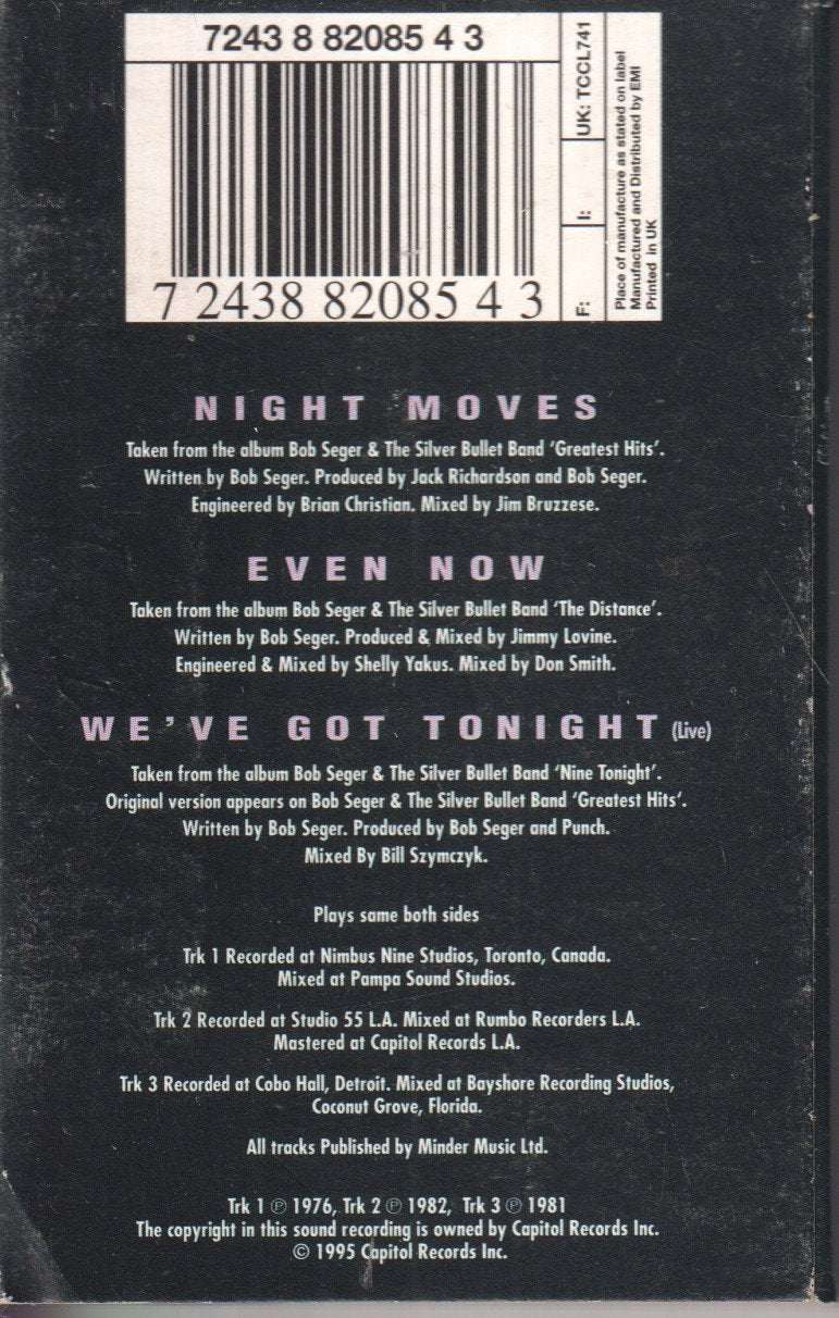 Bob Seger And The Silver Bullet Band - Night Moves - Cassette
