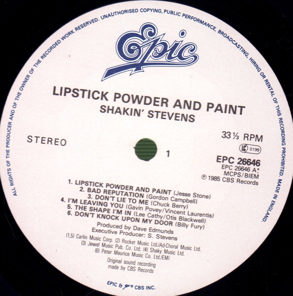 Shakin Stevens - Lipstick Powder And Paint - Lp