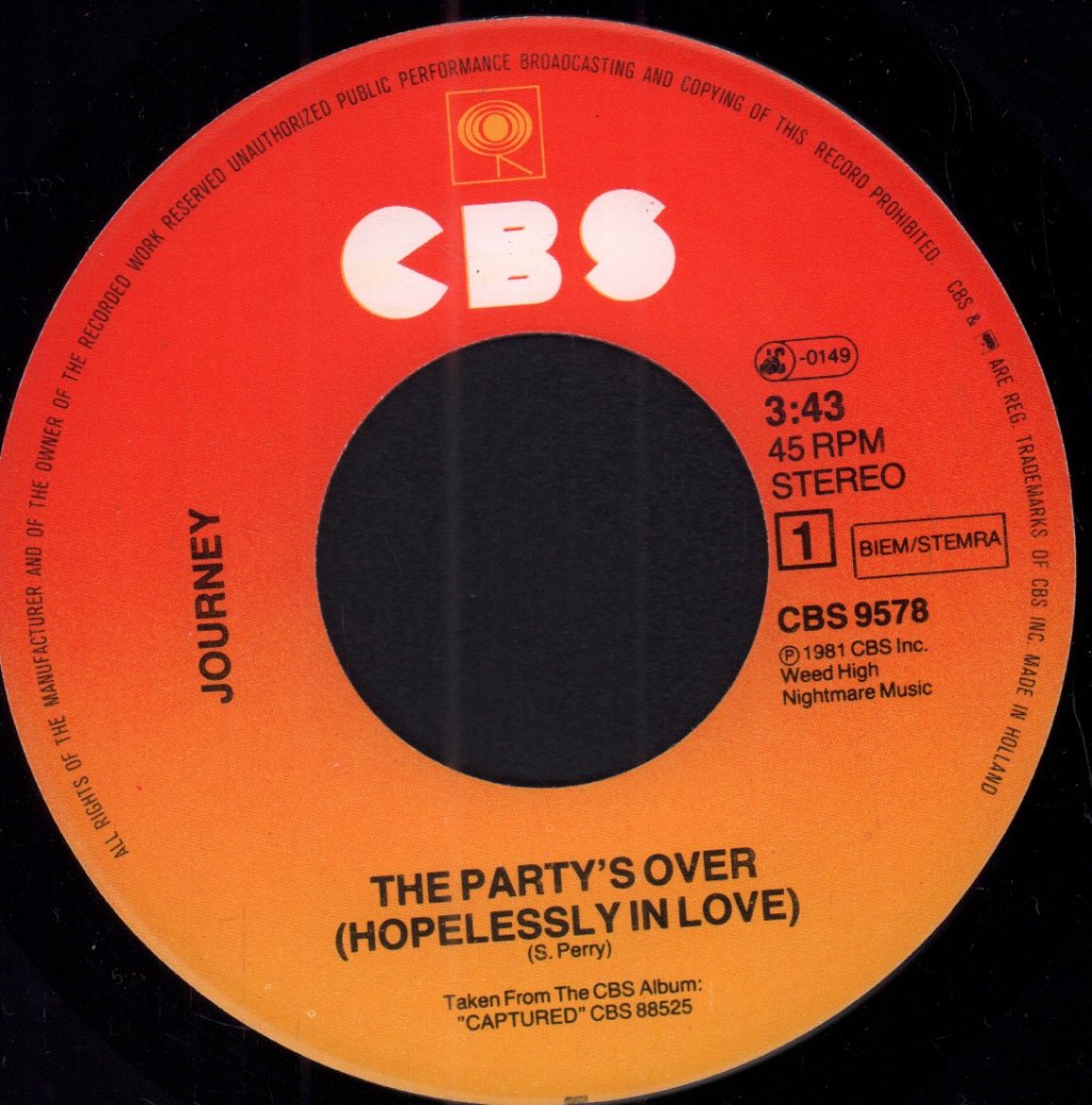 Journey - Party's Over - 7 Inch