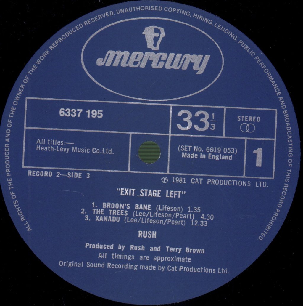 Rush - Exit Stage Left - Double Lp