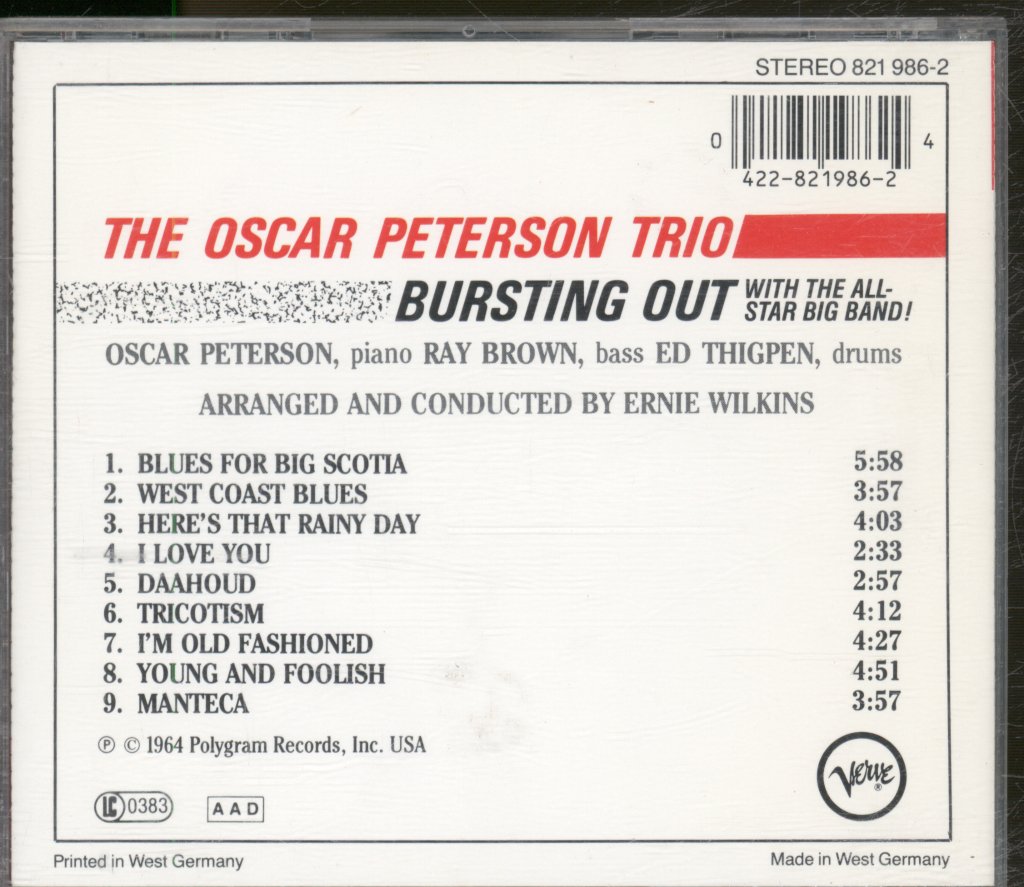 Oscar Peterson Trio - Bursting Out - Cd
