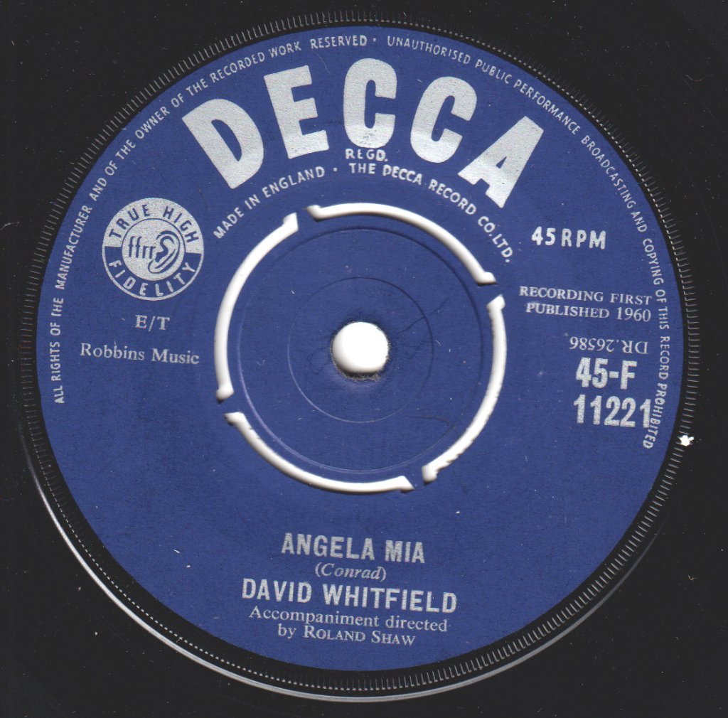 David Whitfield - Angela Mia - 7 Inch