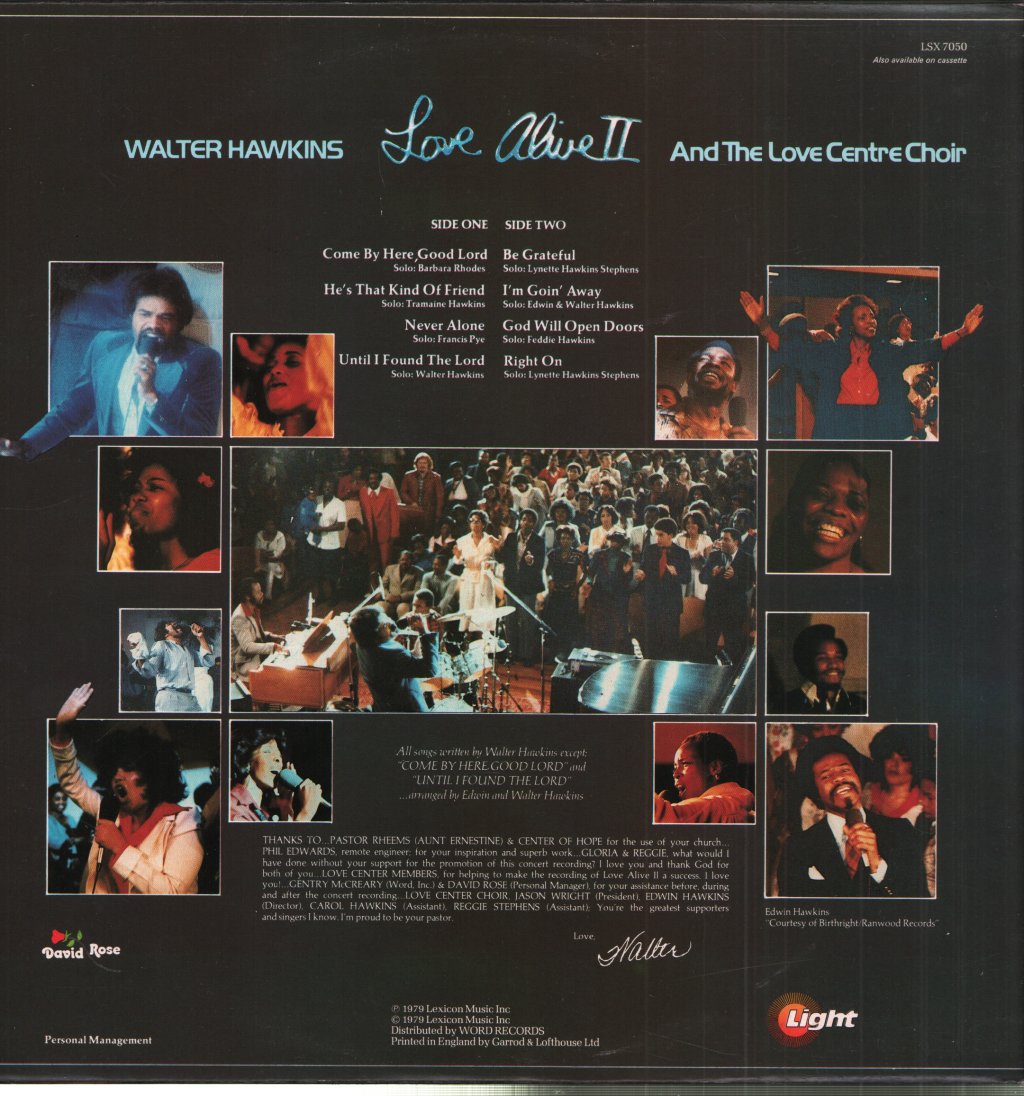 Walter Hawkins And The Love Center Choir - Love Alive II - Lp