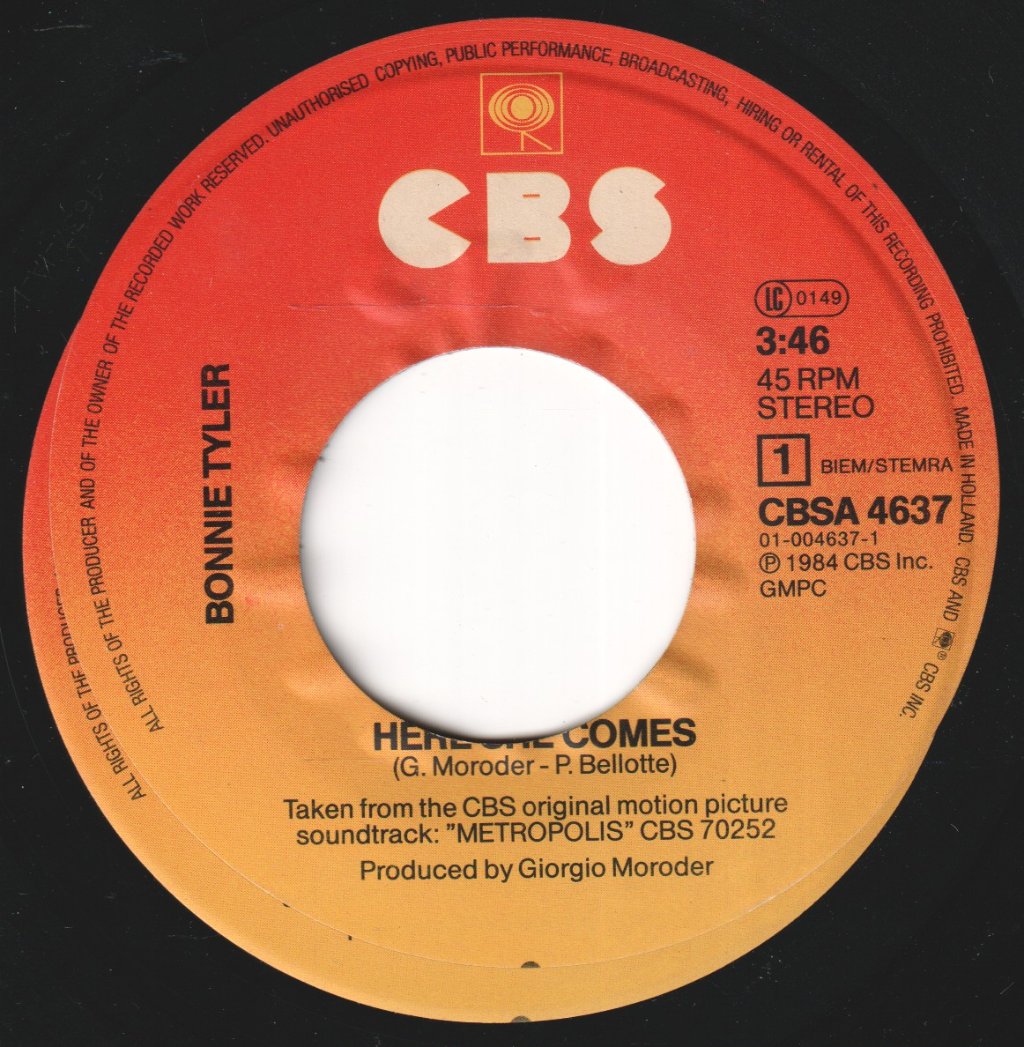 Bonnie Tyler - Here She Comes - 7 Inch