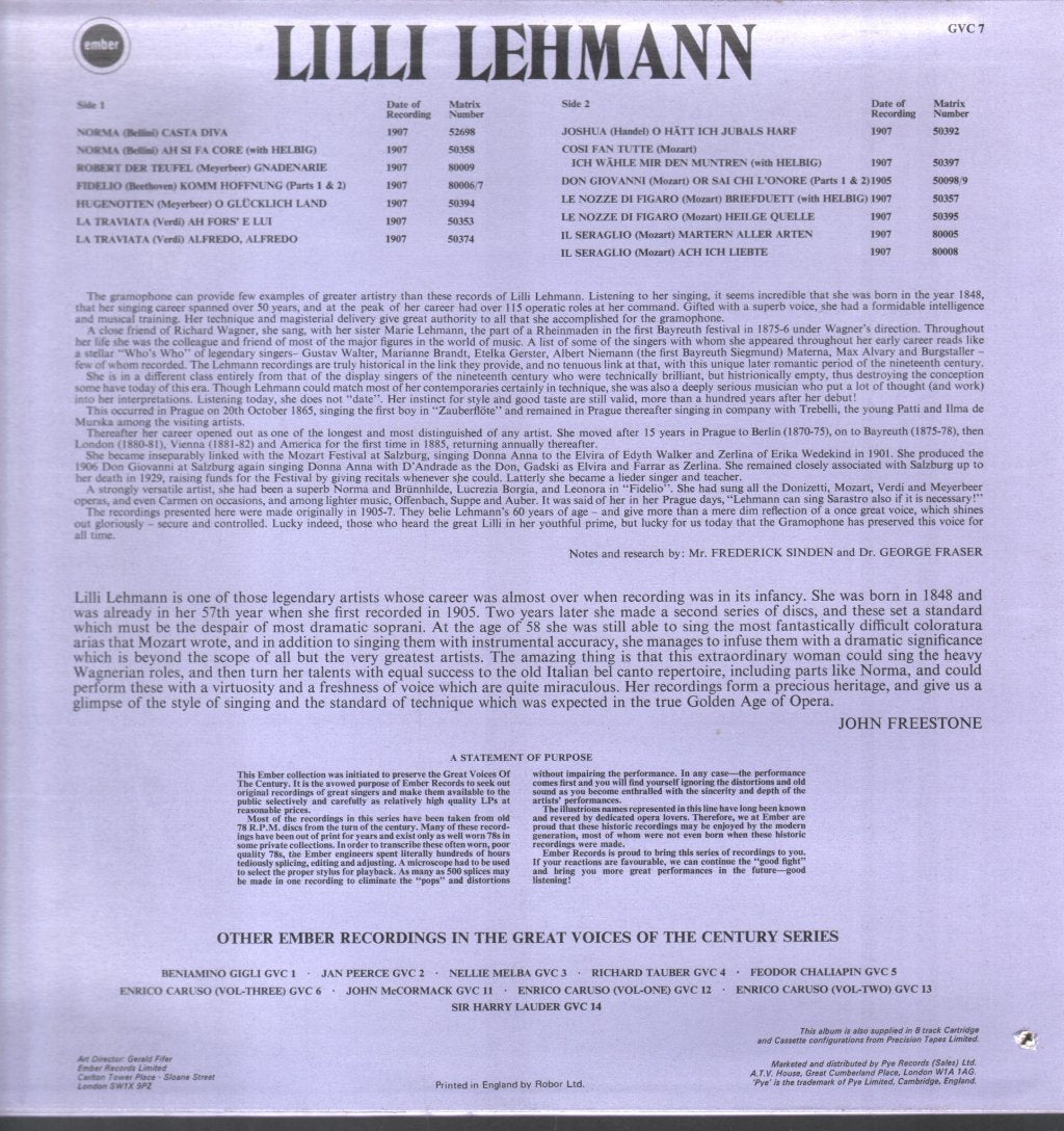 Lilli Lehmann - Lilli Lehmann - Lp