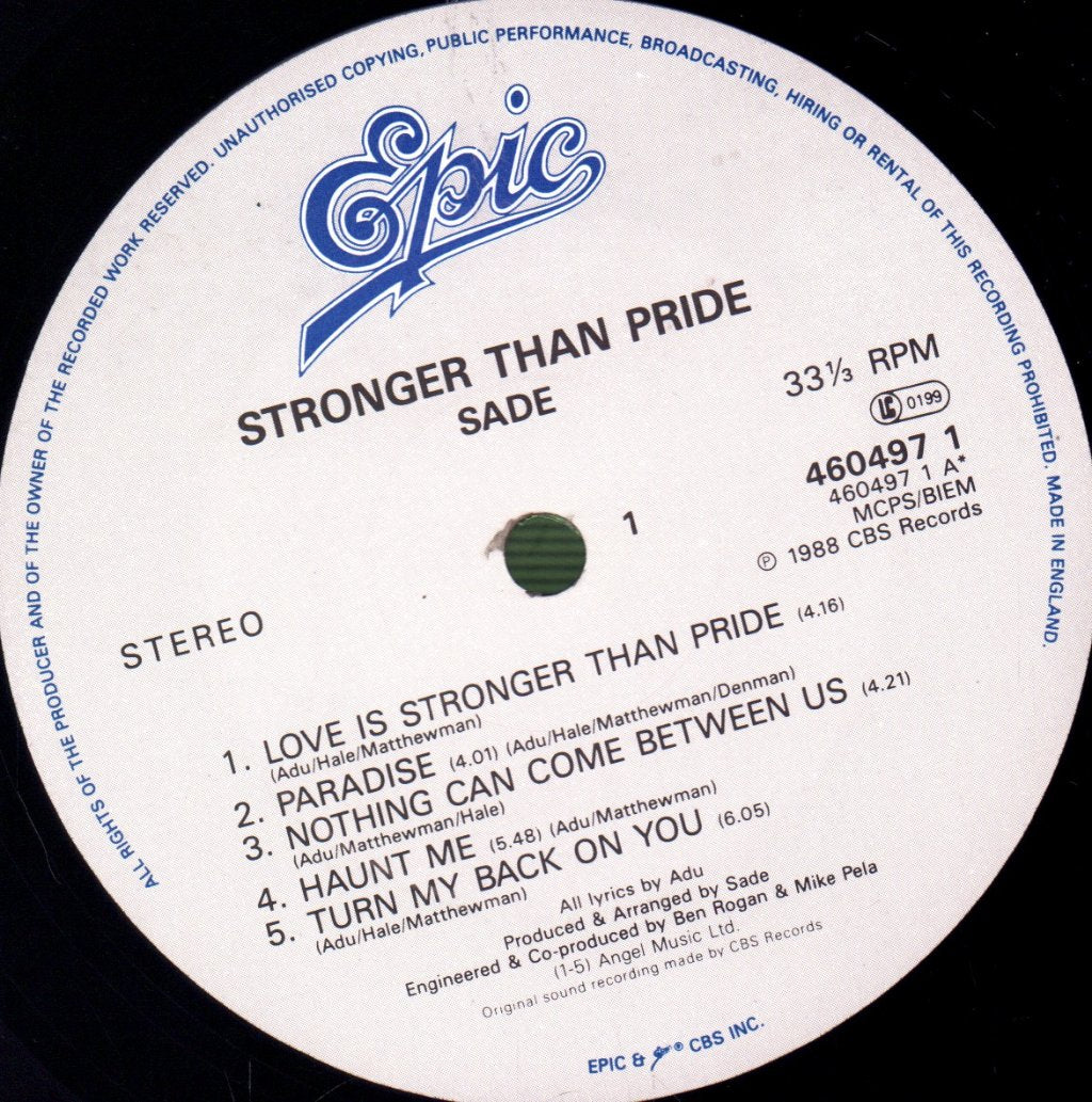 Sade - Stronger Than Pride - Lp