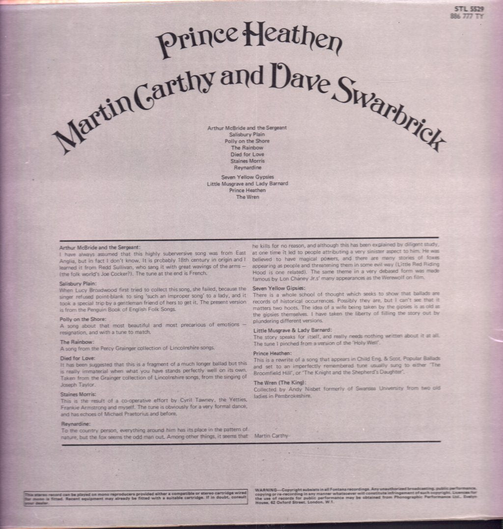 Martin Carthy And Dave Swarbrick - Prince Heathen - Lp