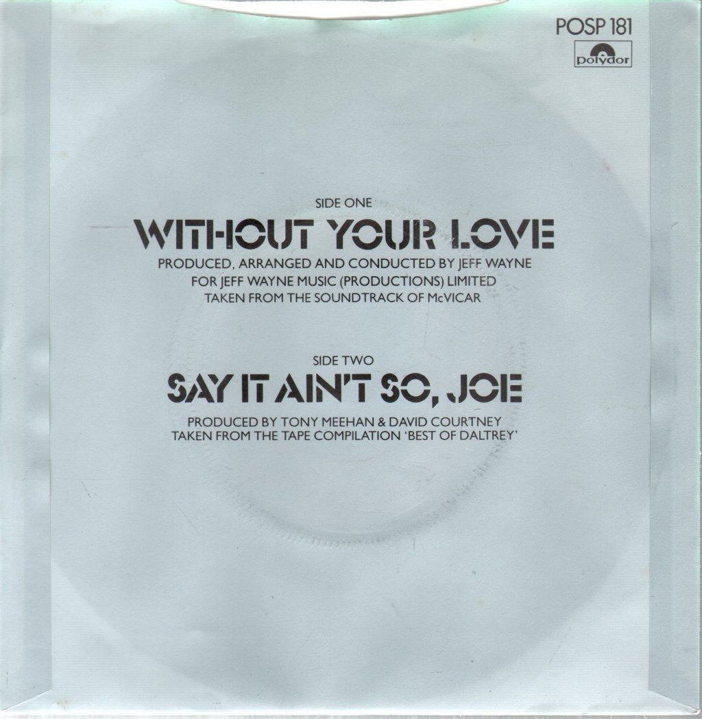 Roger Daltrey - Without Your Love - 7 Inch