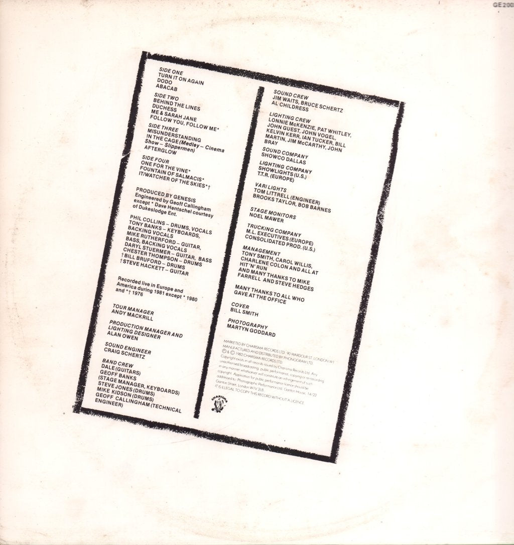 Genesis - Three Sides Live - Double Lp