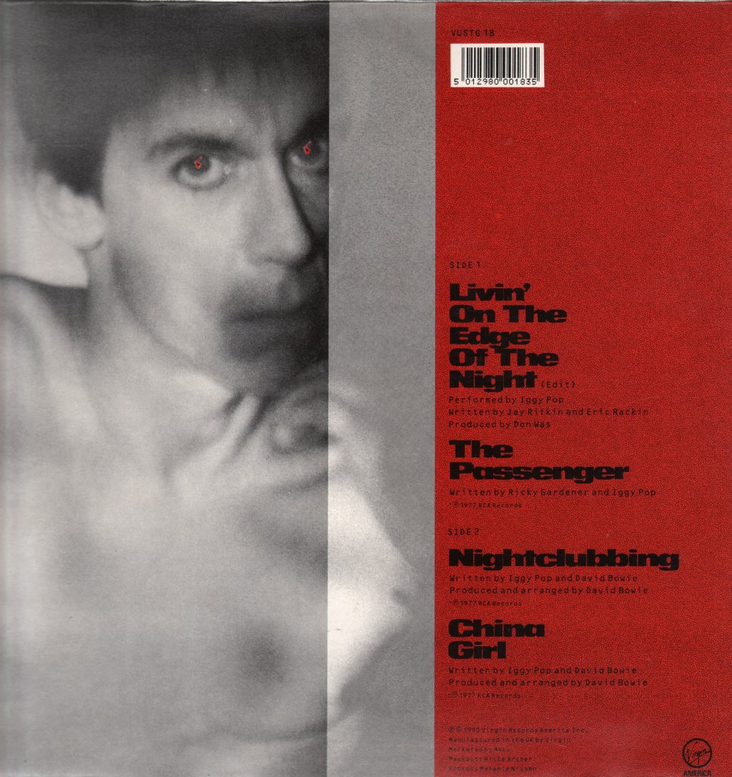 Iggy Pop - Livin' On The Edge Of The Night - 12 Inch