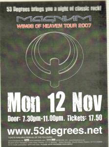 Magnum (Metal Group) - Wings Of Heaven Tour 2007 - Flyer