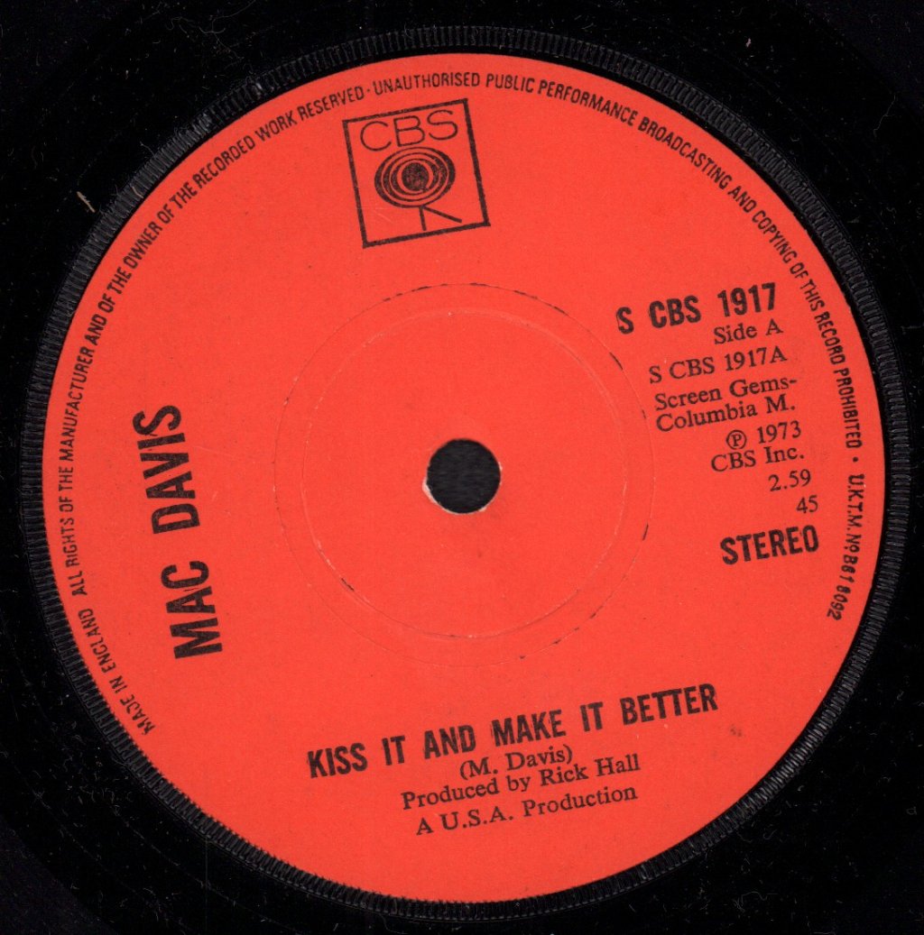 Mac Davis - Kiss It And Make It Better - 7 Inch