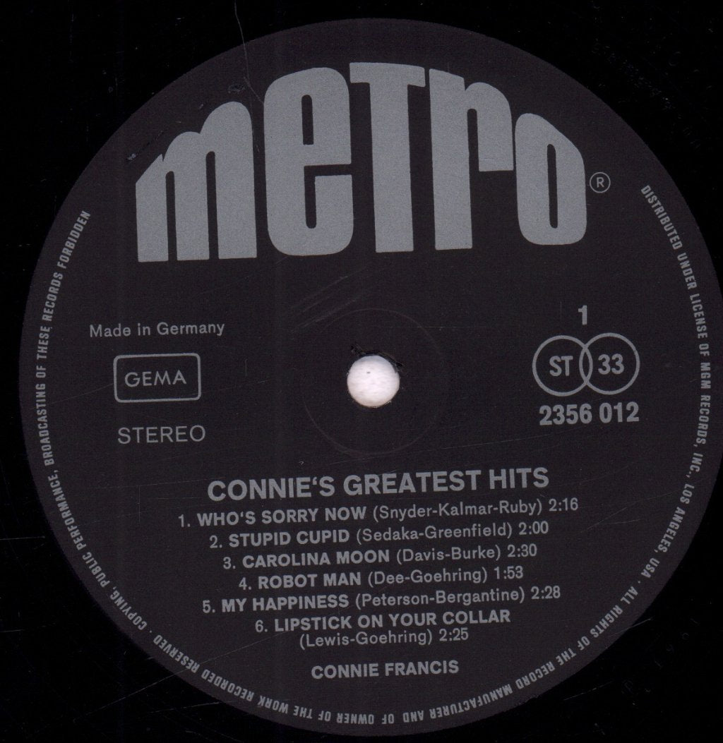 Connie Francis - Connie's Greatest Hits - Lp