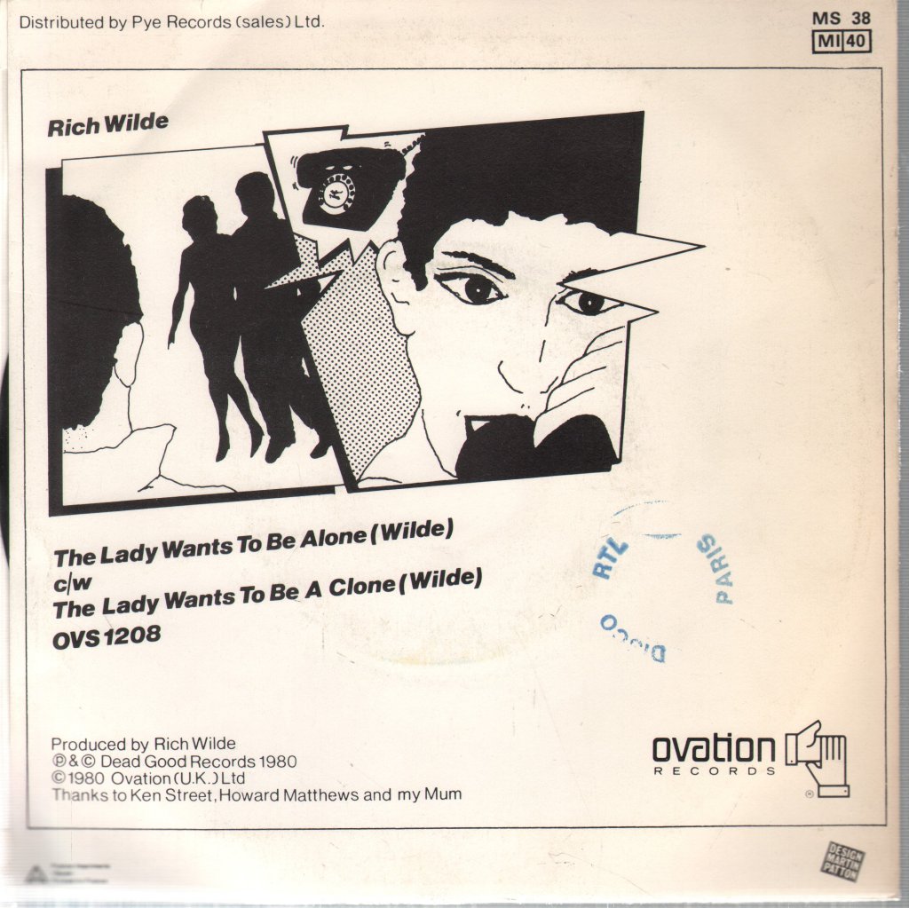 Rich Wilde - Lady Wants To Be Alone - 7 Inch