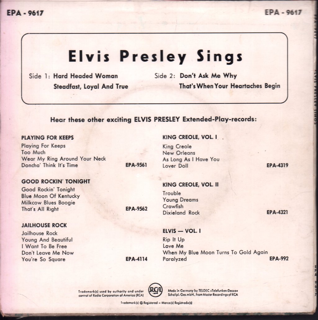Elvis Presley - Elvis Presley Sings - 7 Inch