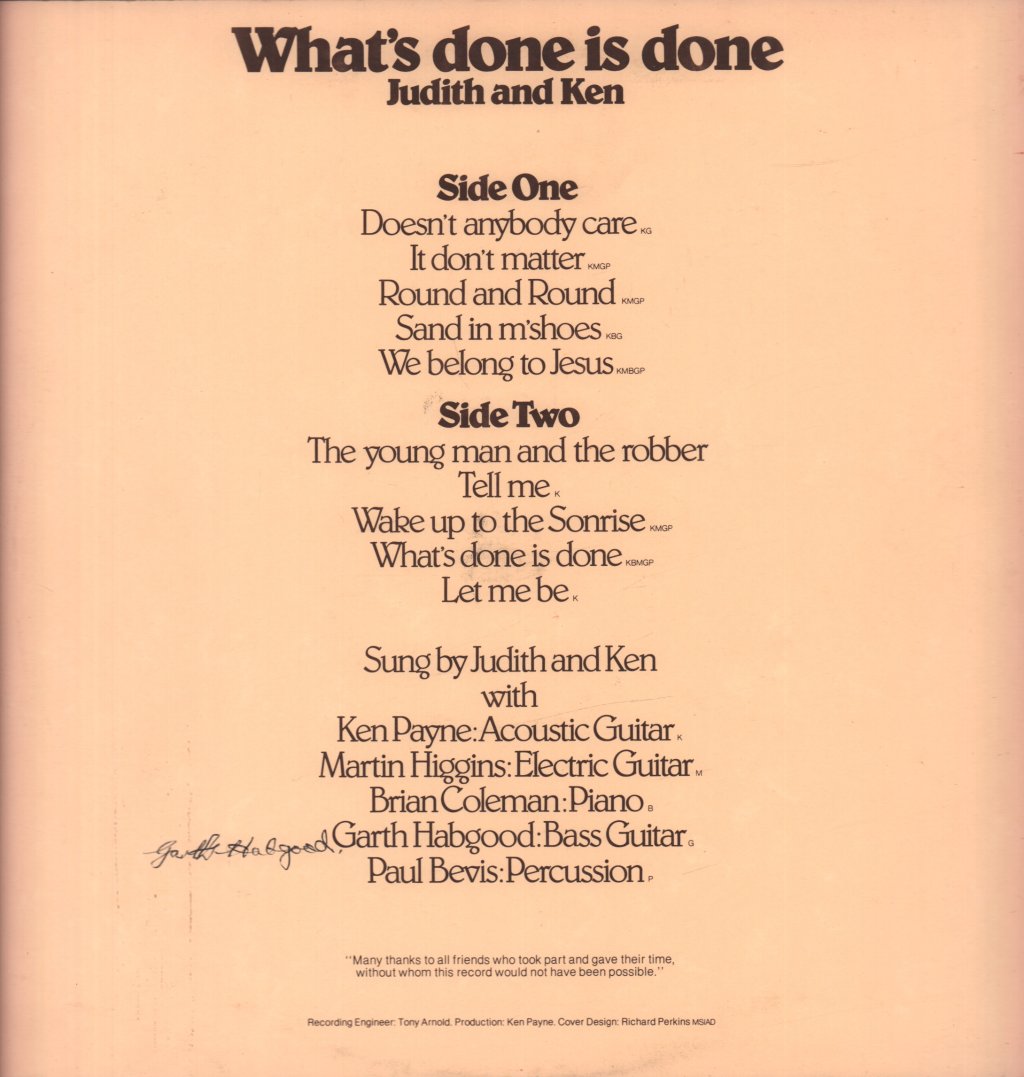 Judith And Ken - What's Done Is Done - Lp