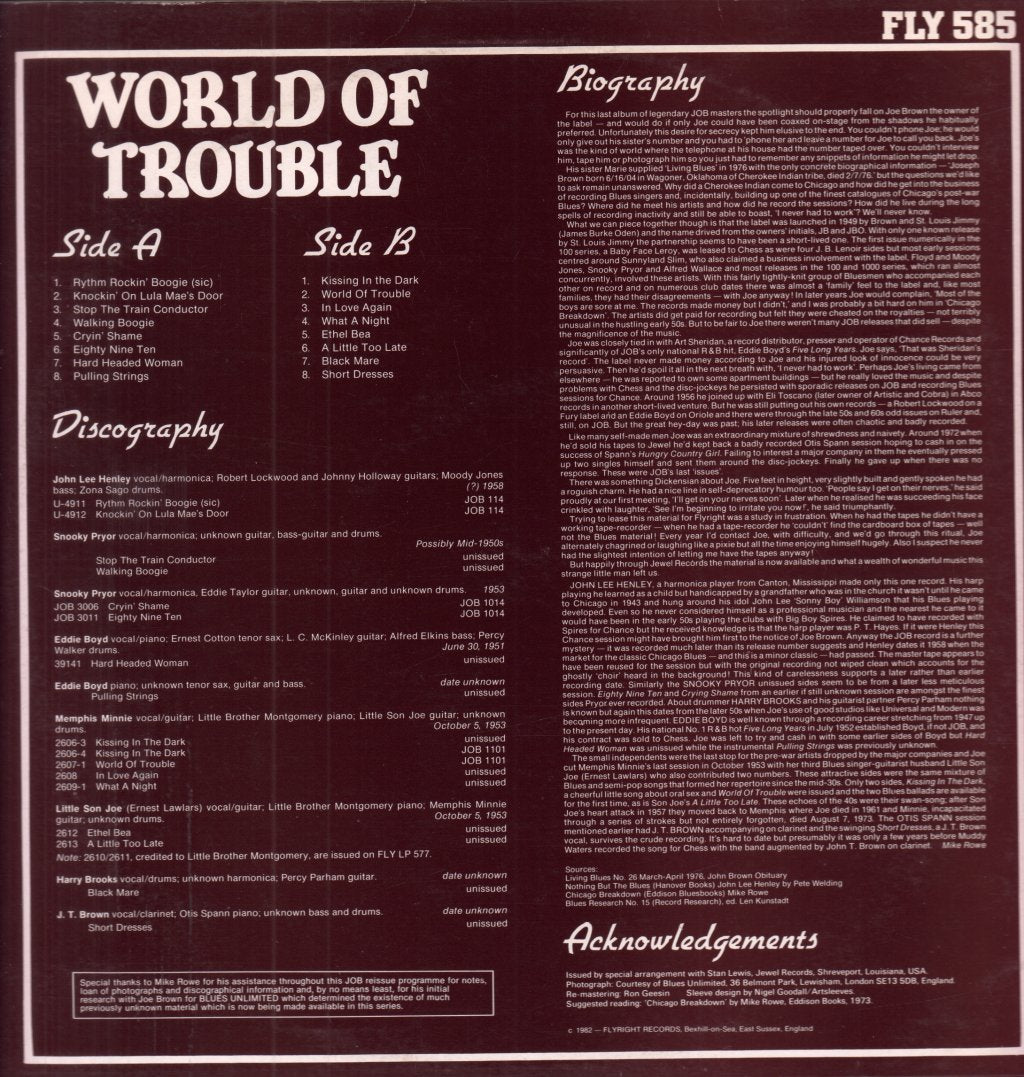 memphis minnie and others - World Of Trouble Classic Early 1950s Chicago Blues - Lp