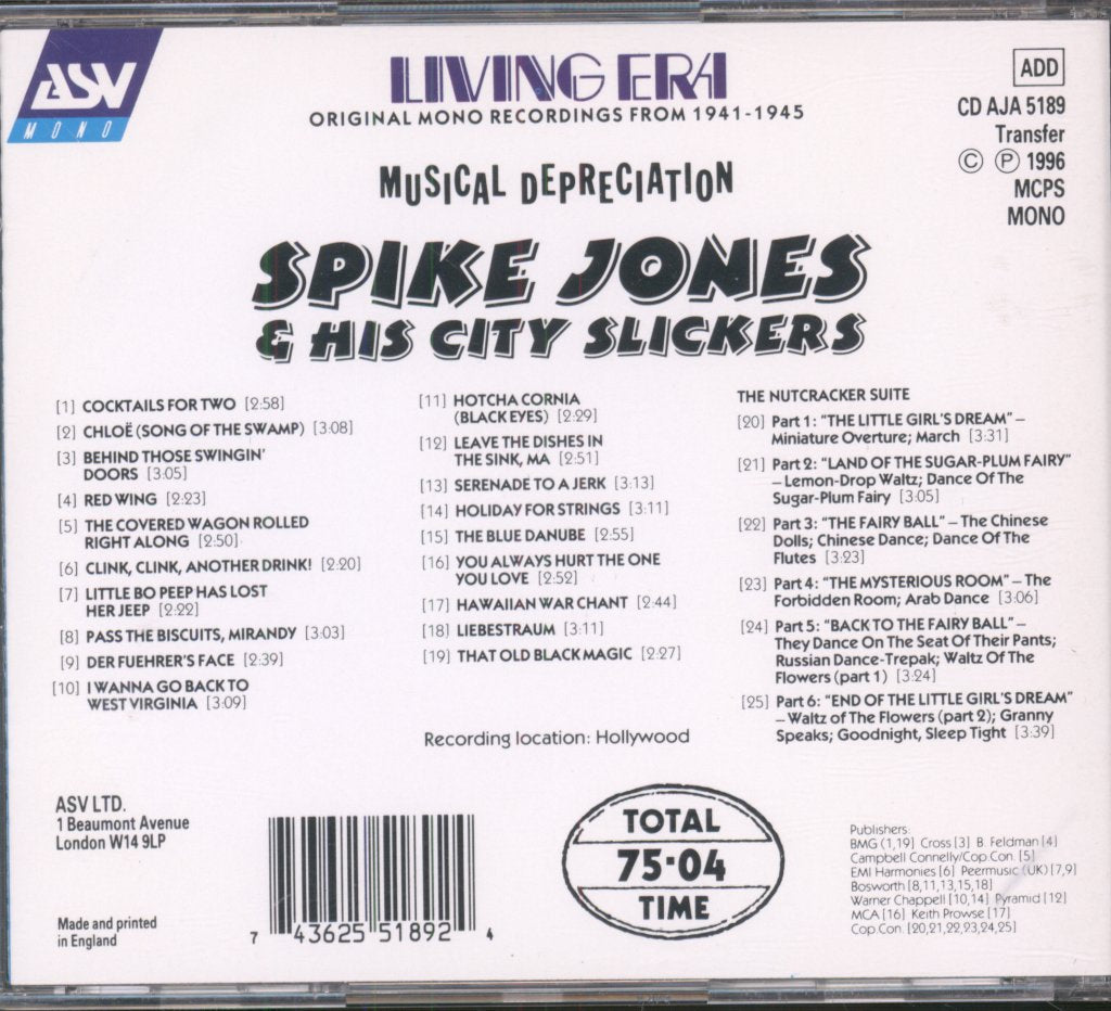 Spike Jones And His City Slickers - Musical Depreciation - Cd