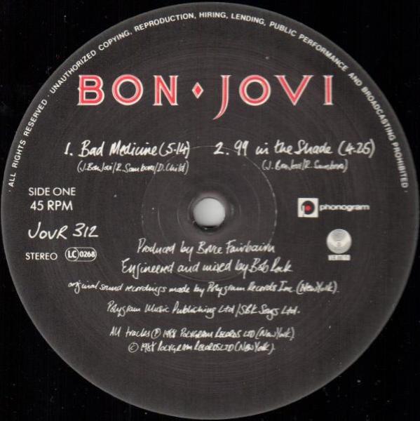 Bon Jovi - Bad Medicine - 12 Inch
