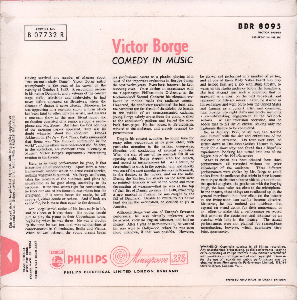 Victor Borge - Comedy In Music Volume 1 - 10 Inch