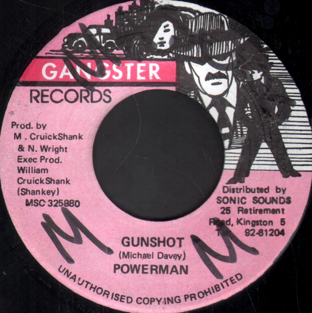 Powerman / Rhythm Shankey & Gangster - Gunshot / Version New & Improve Duck - 7 Inch