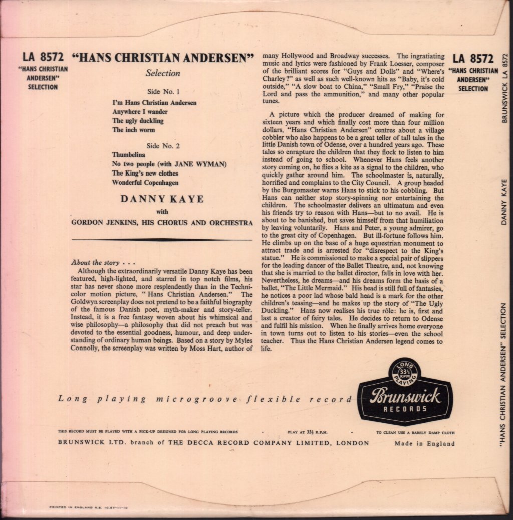 Danny Kaye - "Hans Christian Andersen" - Selection - Lp