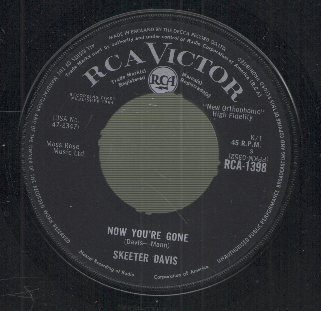 Skeeter Davis - Gonna Get Along Without You Now / Now You're Gone - 7 Inch