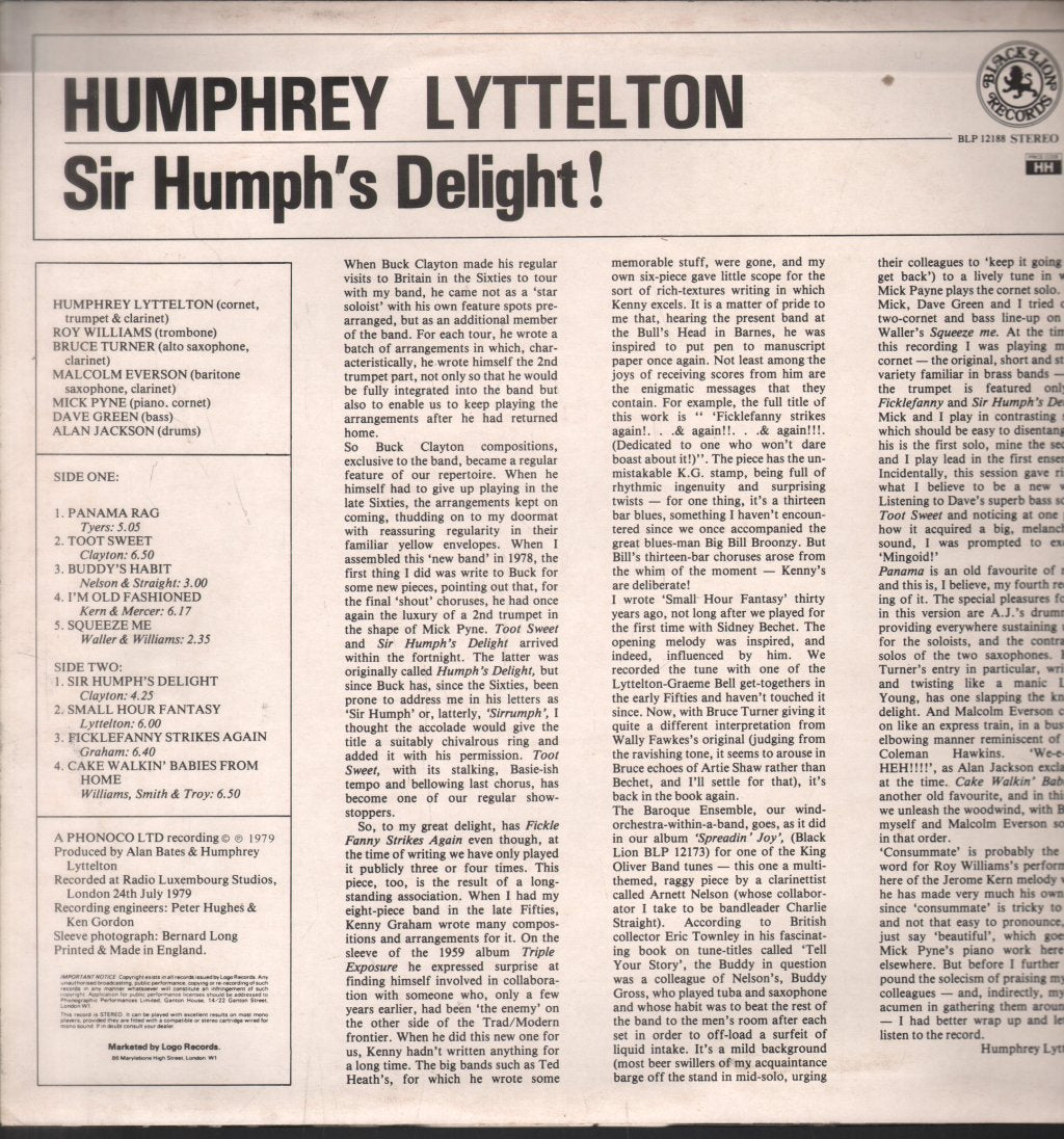 Humphrey Lyttelton - Sir Humph's Delight! - Lp