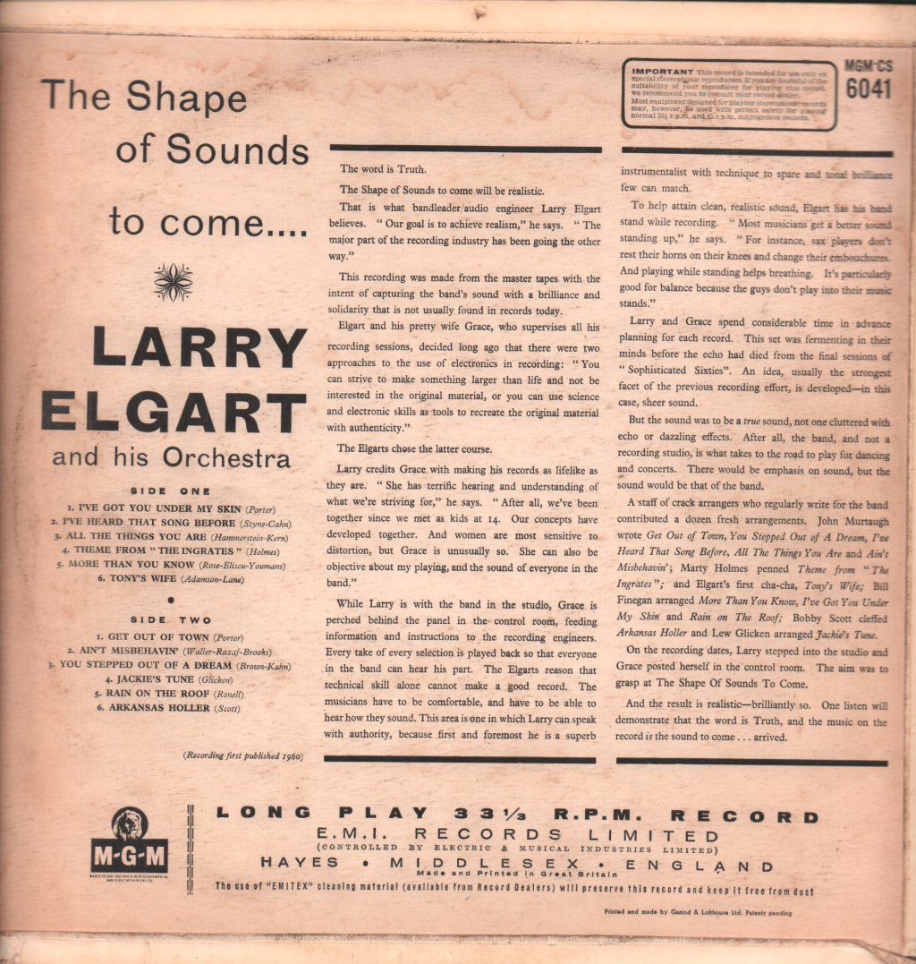 Larry Elgart - Shape Of Sounds To Come - Lp