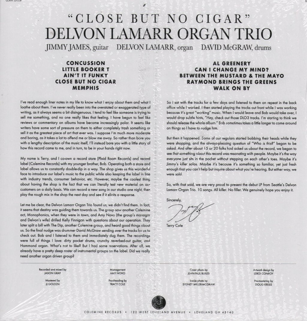 Delvon Lamarr Organ Trio - Close But No Cigar - Lp