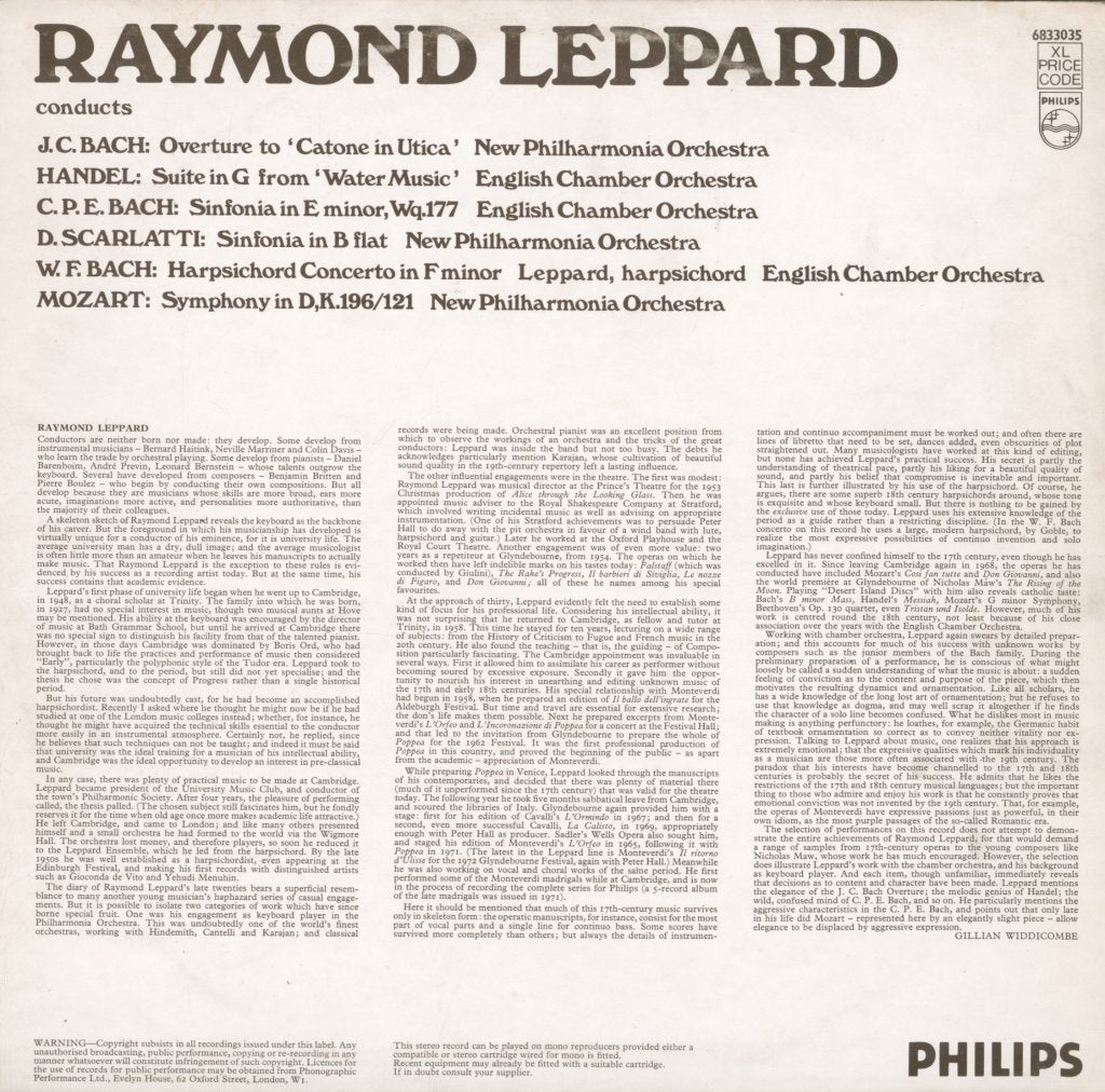 Raymond Leppard English Chamber Orchestra - Conducts - Lp