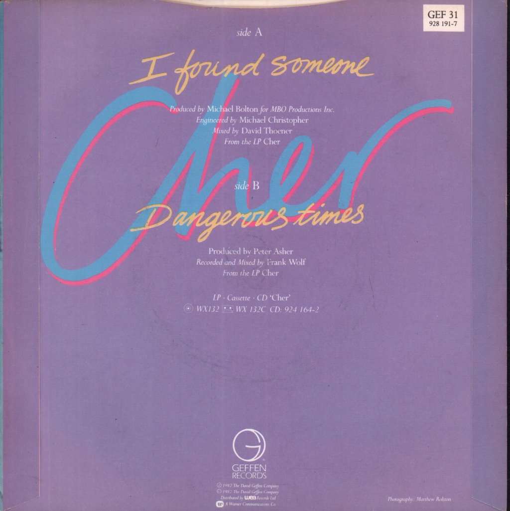Cher - I Found Someone - 7 Inch