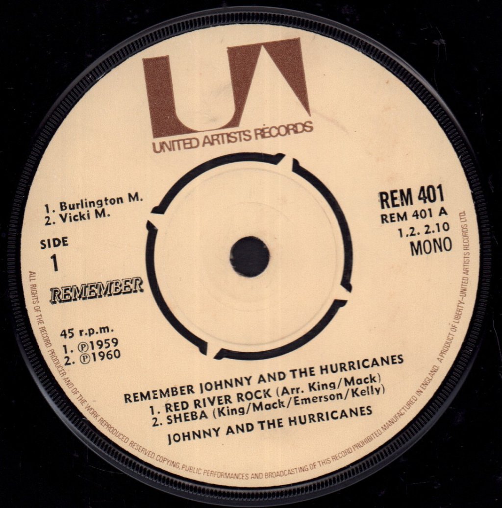 Johnny And The Hurricanes - Remember - 7 Inch