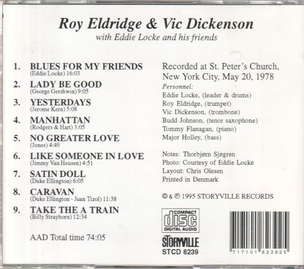 Roy Eldridge and vic dickenson - Roy Eldridge and Vic Dickenson With Eddie Locke And His Friends - Cd