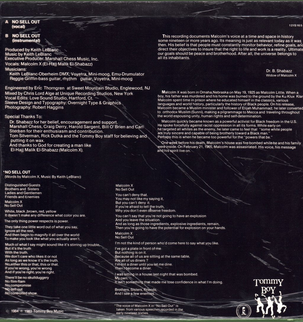 Keith Le Blanc - Malcolm X - No Sell Out - 12 Inch