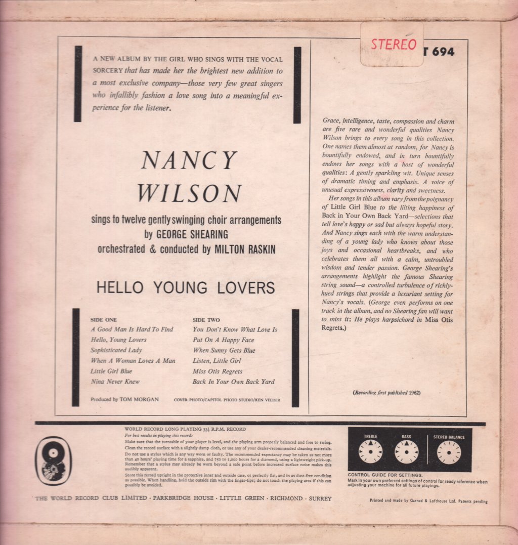 Nancy Wilson - Hello Young Lovers - Lp