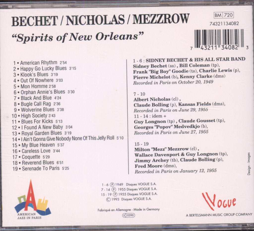 Sidney Bechet / Albert Nicholas / Milton Mezz Mezzrow - Spirits Of New Orleans - Cd
