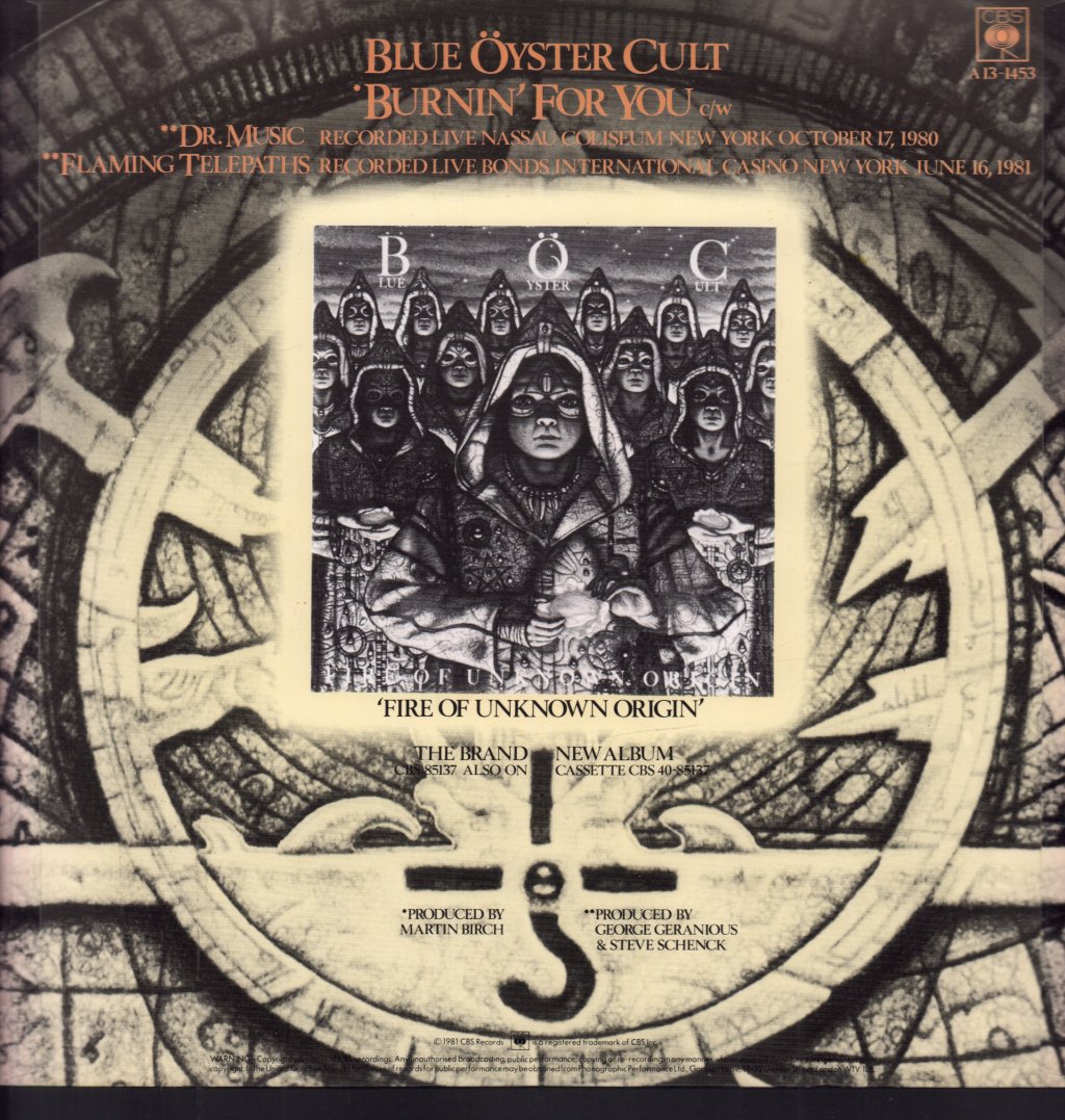 Blue Oyster Cult - Burnin For You - 12 Inch
