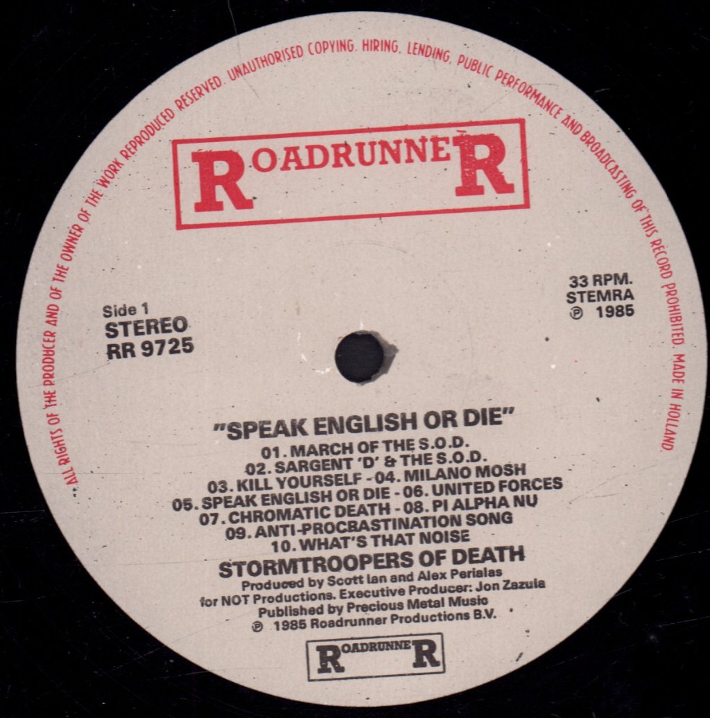 Stormtroopers Of Death - Speak English Or Die - Lp
