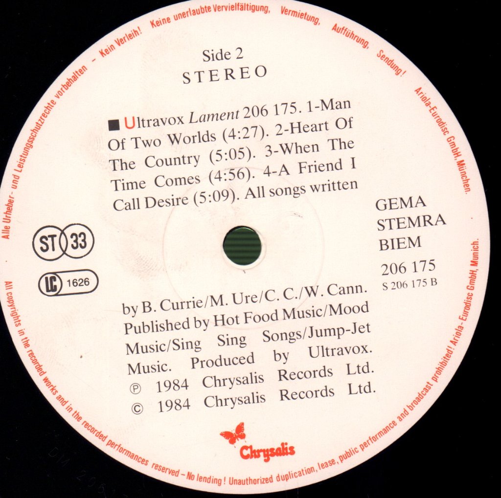 Ultravox - Lament - Lp