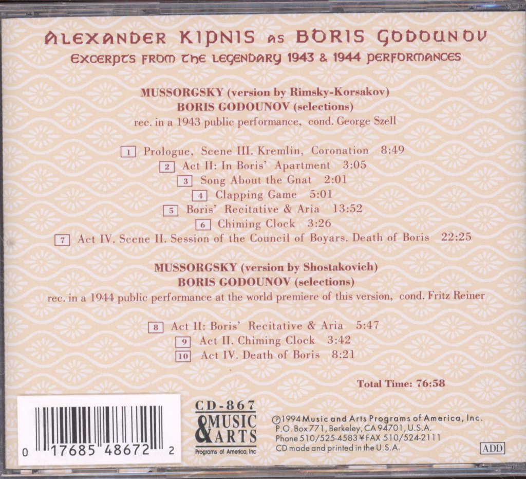 Alexander Kipnis - Boris Godounov - Cd