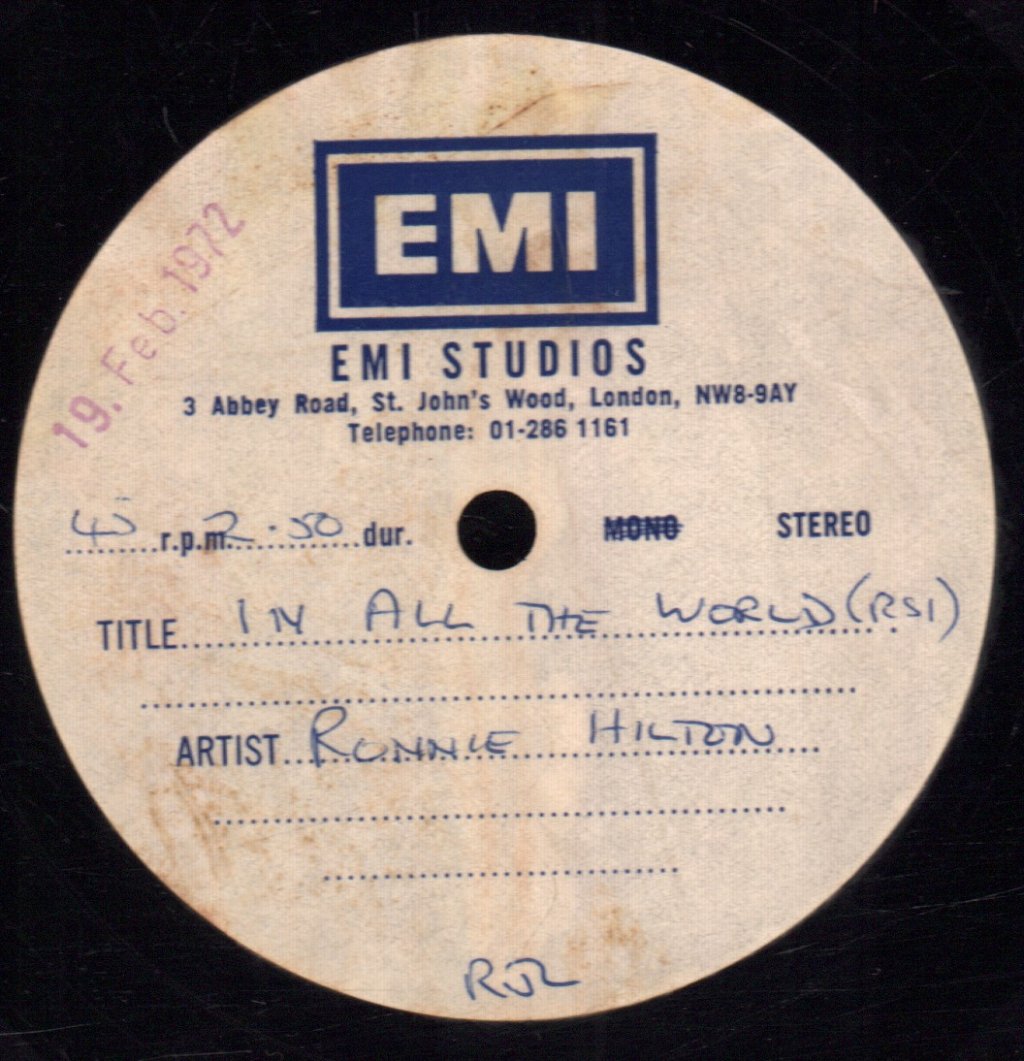 Ronnie Hilton - In All The World - 7 Inch